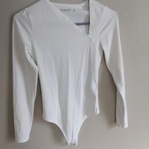 Abercrombie & Fitch White Asymmetrical Bodysuit